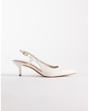 New Look Slingback-Schoenen Met Kitten Hak - Wit