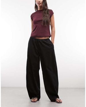 Weekday Pantalones Negros De Estilo Paracaidista Y Corte Barrel De