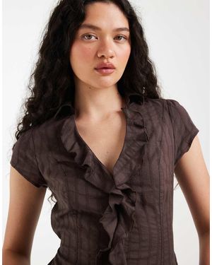 Hollister Ruffle Front Short Sleeve Shirt - Black