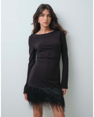 ASOS Superzachte Fluffy Mini Jurk - Zwart
