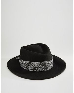 ASOS Wide Brim Pork Pie With Bandana - Black