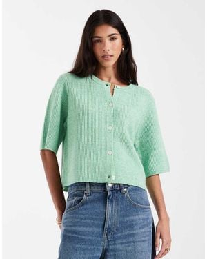 Pieces Cardigan A Maniche Corte Mela - Verde