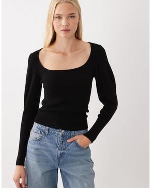 ASOS Strukturiertes oberteil mit u-ausschnitt - Schwarz