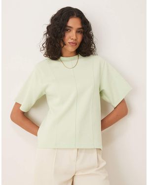 ASOS Interlock Short Sleeve Top With Seam And Top Stitch Detail - Natural