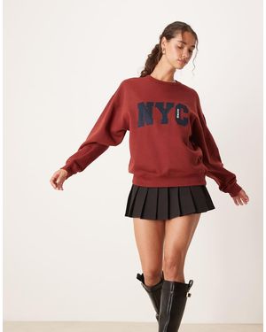 Brave Soul Slogan Crew Neck Sweatshirt - Red