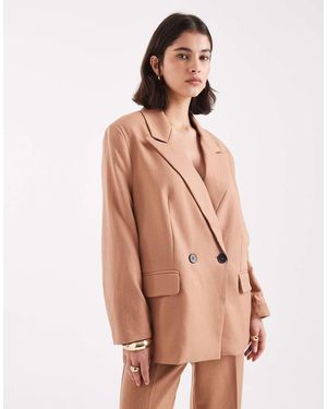 Vero Moda Double Breasted Herringbone Co-Ord Blazer - Natural