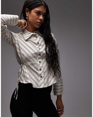 laagam Opera Poplin Fitted Shirt With Side Ties - Grey