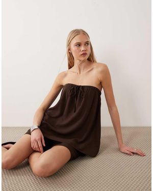 ASOS Gerimpelde Bandeau-Top Van Linnenmix - Roze