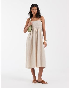 JJXX Seersucker Gingham Maxi Dress - Natural