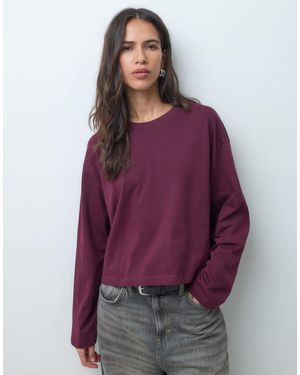 ASOS Long Sleeve Boxy Cropped T-shirt - Purple