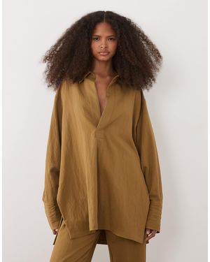 Mango Plan Relaxed Overshirt Co-Ord - Brown