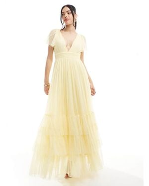 LACE & BEADS Bridesmaid Madison Maxi Dress - Yellow
