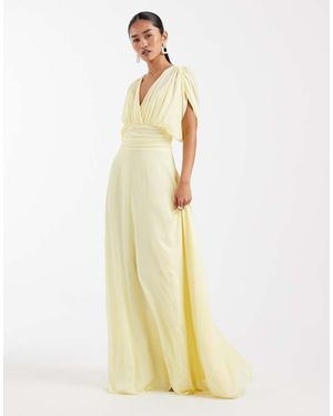 TFNC London Bridesmaid Pleated Chiffon Maxi Dress - Yellow