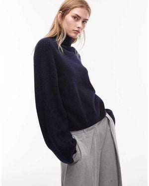 & Other Stories Wool Turtleneck Ribbed Jumper - Blue