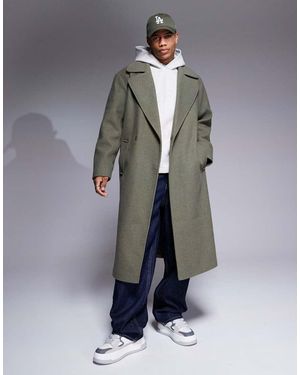 ASOS Abrigo Extragrande De Tejido Efecto Lana De -Verde