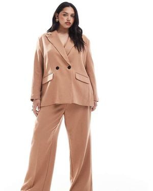 Vero Moda Elegante Broek Met Wijde Pijpen En Visgraatmotief - Bruin