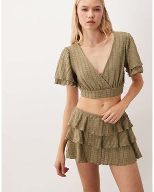 Miss Selfridge Textured Rara Mini Skort - Green