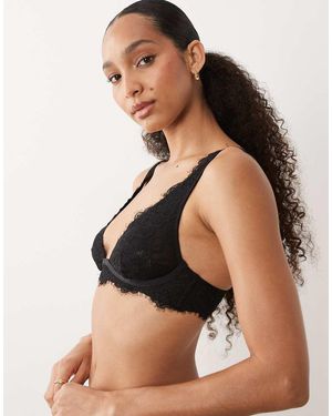New Look Bralette De Copas Altas De Encaje De Puntilla De - Negro