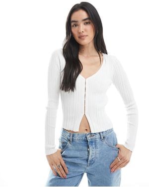 Cotton On Cropped Ribbed Cardigan - White
