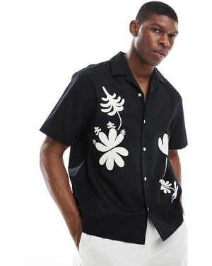 Only & Sons Camicia Nera Ampia Ricamata - Nero