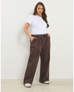 Yours Clothing Pull On Wide Leg Jeans - White