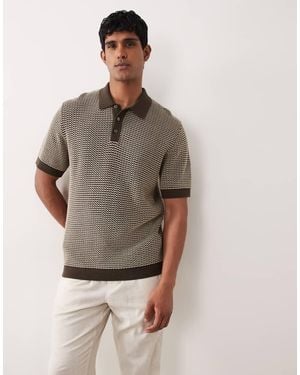 Jack & Jones Premium Knit Print Polo - Grey