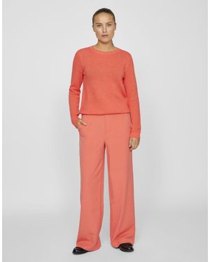 Vila Pantalones Coral De Pernera Ancha De -Rosa - Rojo