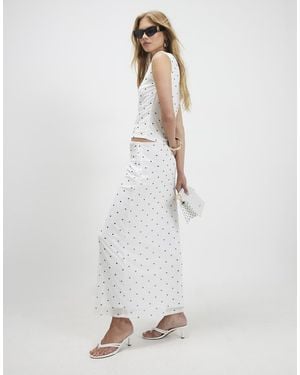 River Island Spot Print Mesh Maxi Skirt - White