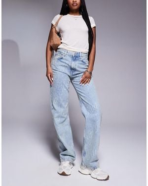 HUGO Hugo Logo Printed Straight Fit Jeans - Blue