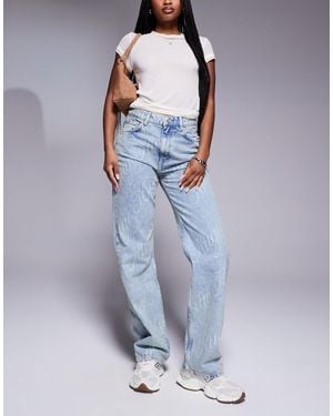 HUGO Hugo Logo Printed Straight Fit Jeans - Blue