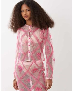 River Island Crochet Motif Cardigan - Pink
