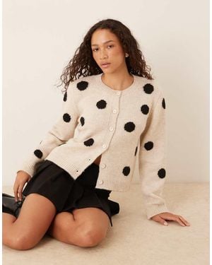 ASOS Knitted Wool Blend Cardigan - Natural