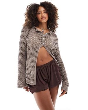 Miss Selfridge Puff Ball Hem Shorts - Brown