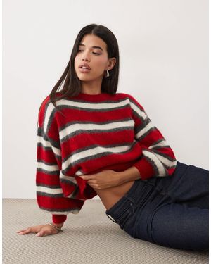 ASOS Gestrickter pullover mit angerauten streifen - Rot