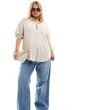 Vero Moda Linen Blend Long Sleeved Shirt - Blue