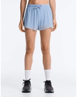 Oysho Technical Mid Rise 2-In-1 Check Shorts - Blue