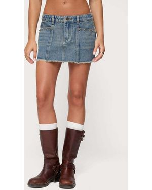 Edikted Keiko Studded Denim Mini Skirt - Blue