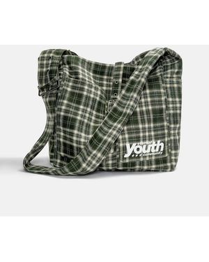 Pull&Bear Check Crossbody Bag With Buckle - Green