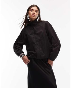 ASOS Funnel Neck Tech Jacket With Pleat Sleeve Detail - Black
