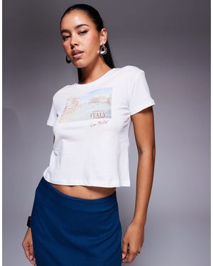 Princess Polly Cotton Ciao Bella Slogan Cropped Baby Tee - White