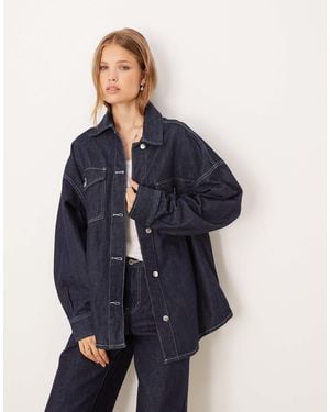 Gina Tricot Co-Ord Relaxed Fit Oversized Denim Shirt - Blue