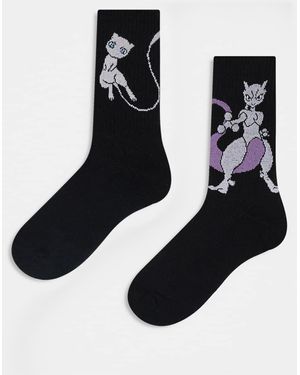 ASOS Pack De 2 Pares De Calcetines Negros Con Diseño De Mew De Pokémon De