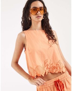 Vero Moda Sleeveless Cropped Top Co-ord - Orange