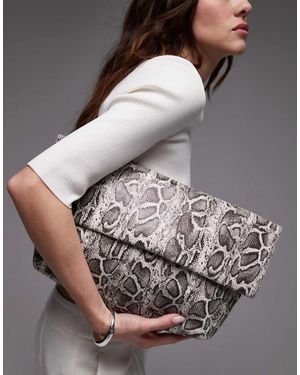 TOPSHOP Georgia Folded Clutch Grab Bag - Grey