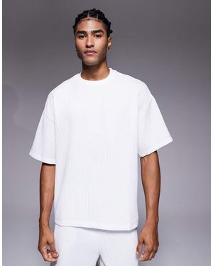 River Island Oversized Plisse T-shirt - White