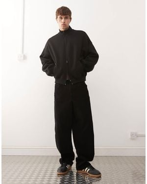 Collusion Boxy Zip Through Funnel Sweat - Black