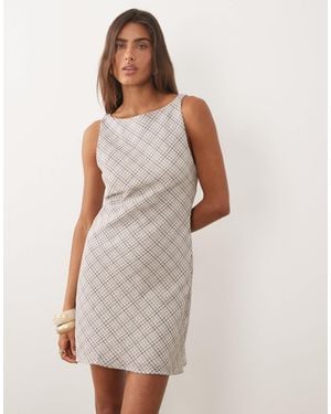 Mango Boat Neck Sleeveless Mini Dress - White
