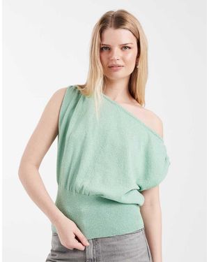 Cotton On Top Verde Texturizado Con Mangas Cortas Estilo Murciélago De