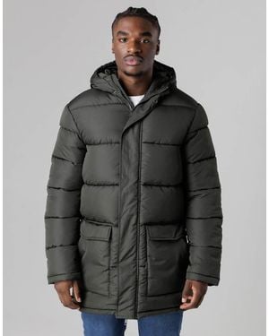 French Connection Hooded Parka Longline Zip-Through Jacket - Grey