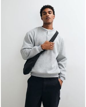 ASOS Relaxed Crew With Popper Placket - Gray